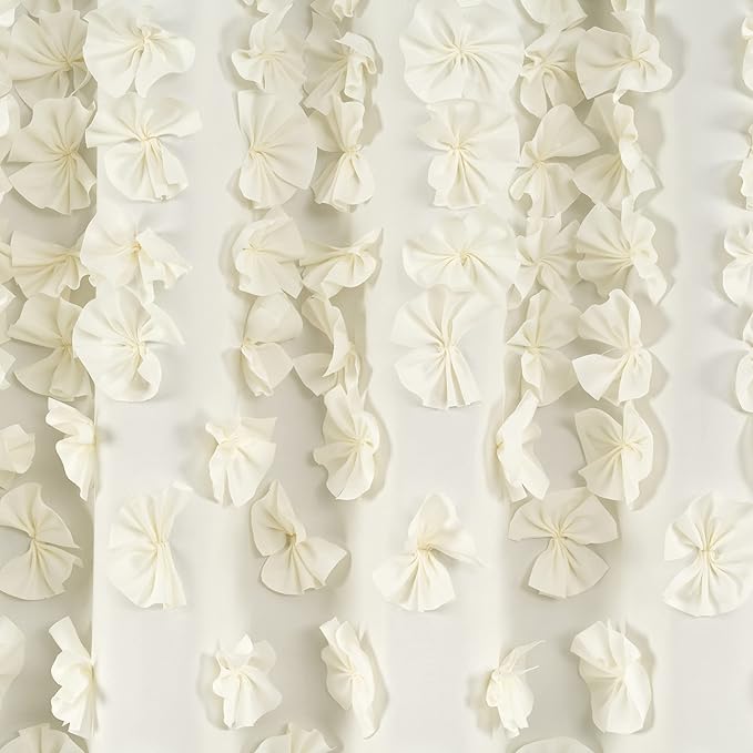Lush Decor Riley Shower Curtain, 72" W x 72" L", Ivory - Bathroom Curtain - Coquette Decor - Bow Shower Curtains - Cottage Core - Fabric Shower Curtains