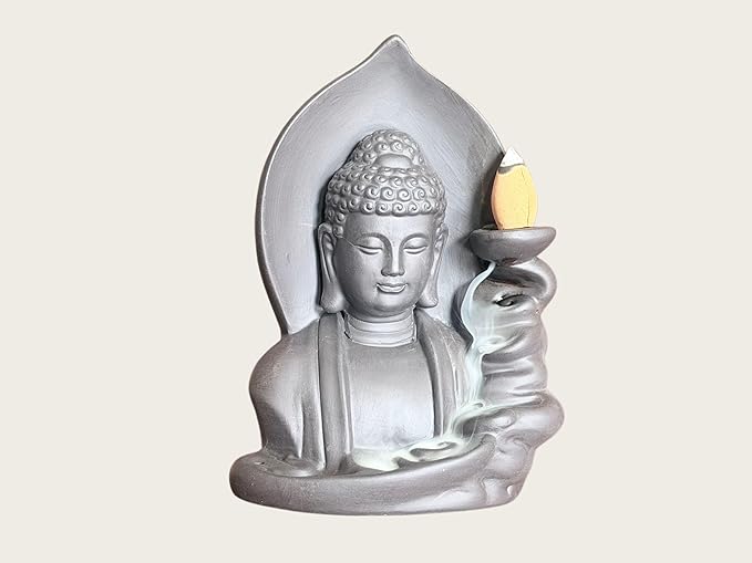 Ceramic Incense Burner, Waterfall Reflux Design, Aromatherapy Holder for Cones and Sticks, Dark Brown。 (404)