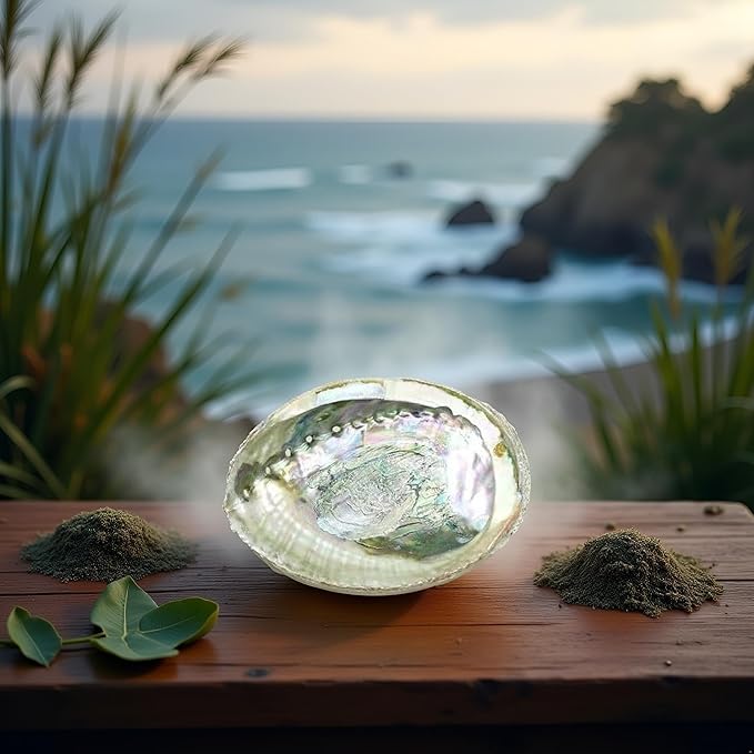Colorful Large Abalone Shell Bowl 4-4.5 Inch Natural Smudge Bowl for Sage Burning and Incense Sea Shell Smudging Bowl for Decor and Display, Incense Holders