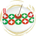 Japanese Arita Ware Incense Plate with Holder - 3.15x0.79 inches, Traditional Wamono Design, Porcelain 小紋柄香皿 (Interlocking Circles Pattern)