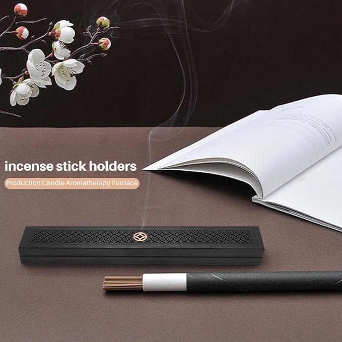 1Pcs Black Wooden Incense Holder Incense Coffin Burner Wood Incense Burner Box Aromatherapy Censer for Home Office B