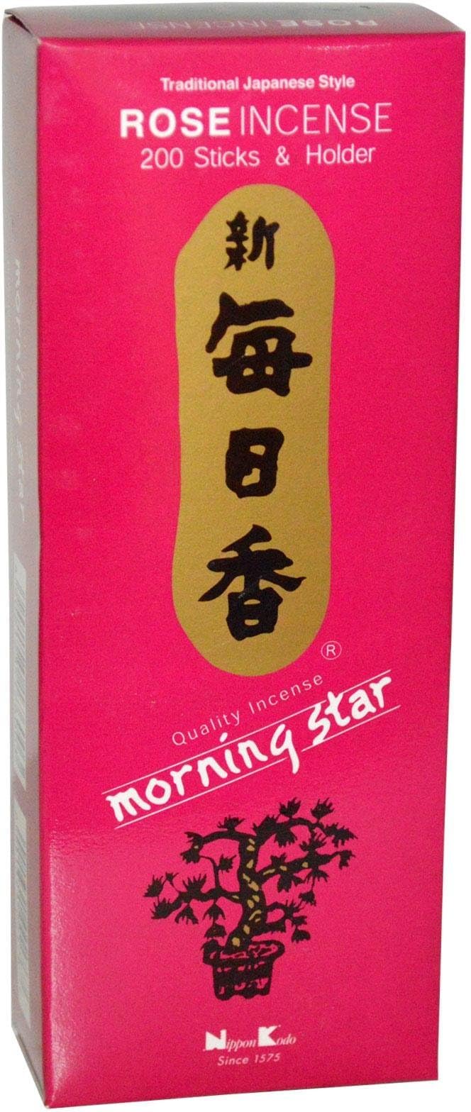 Nippon Kodo, Morning Star, Rose Incense, 200 Sticks & Holder
