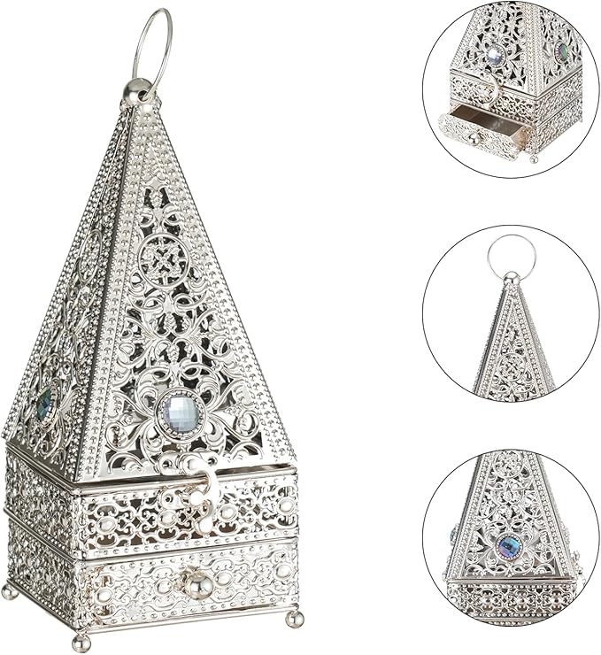 Decorative Palm Tree Incense Burner, Gold Metal Design (Silver-A11)