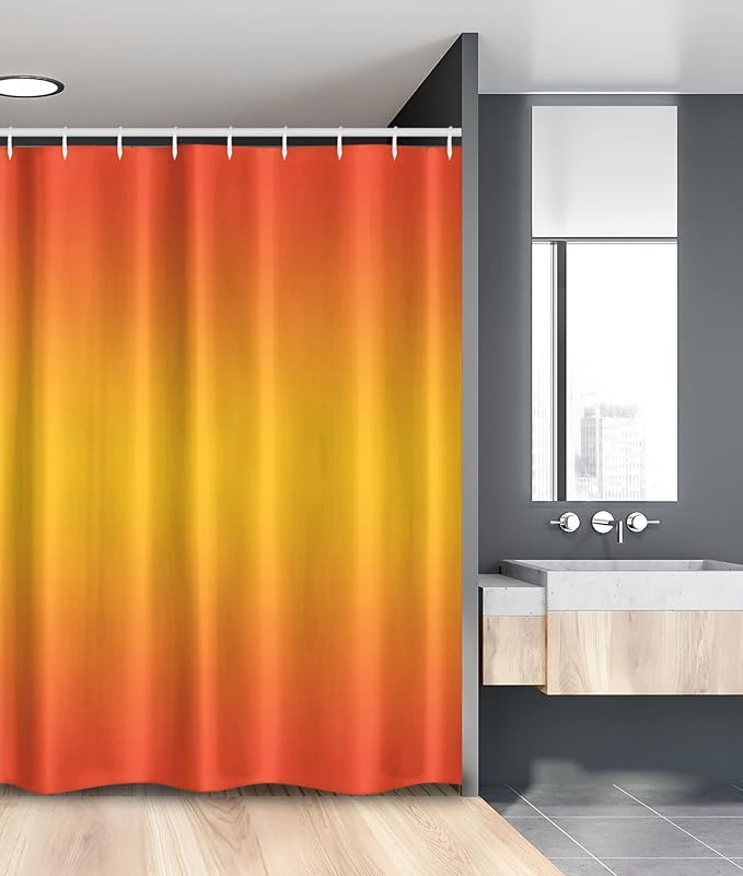 Ambesonne Ombre Stall Shower Curtain, Tropical Sunset Seasons of The Year Inspired Summer Themed Design Modern, Fabric Bathroom Decor Set with Hooks, 54" W x 78" L, Orange Yellow