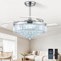 52 Inch Fandelier Ceiling Fan with Light, Chandelier Ceiling Fan for Bedroom Living Room, 3 Color Temperature, 6 Wind Speed. Reversible Motor, Memory Function-Chrome