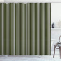 Ambesonne Stripes Shower Curtain, Abstract Ocean Inspired Palette Lines Geometrical Image Illustration, Cloth Fabric Bathroom Decor Set with Hooks, 75" Long, Olive Green