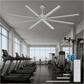 96 Inch Industrial Ceiling Fan, Large Commercial HVLS Shop Ceiling Fan for Garage Gatio Gym, Big Assed Ceiling Fans with 8 Metal Blades, Quiet Reversible DC Motor, Remote Control, 6 Speeds(Silver)
