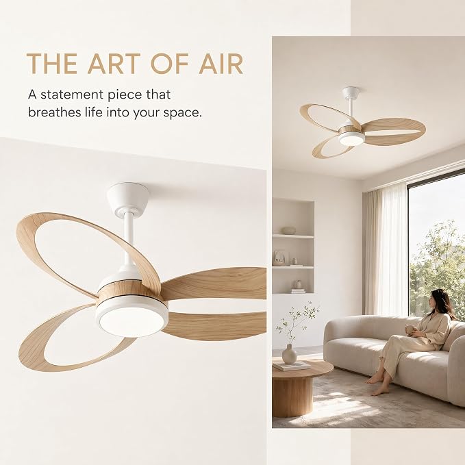 42 Inch Ceiling Fan with Light | Modern Low Profile Flush Mount | Quiet DC Motor, 6-Speed Reversible, 3CCT Dimmable LED, Remote Control – Ideal for Bedroom, Living Room, Kitchen