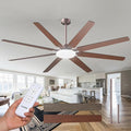 Amico 80 inch Ceiling Fans with Lights,Large Ceiling Fan with Light and Remote Control, Dimmable, 6 Speed Reversible Quiet DC Motor, Brown Modern Ceiling fan For Living Room, Bedroom, Kitchen, Patio