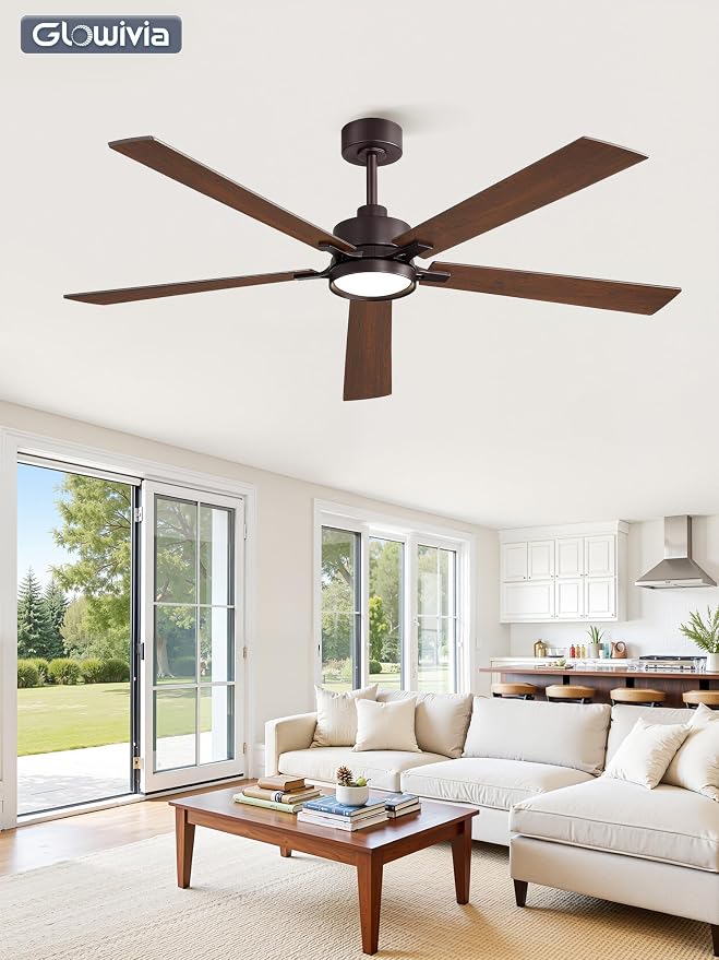 60 Inch Ceiling Fan with Lights and Remote, Smart APP Control, Dimmable with All-Setting Memory, Quiet DC Motor Reversible Blades, Damp Rated Modern Ceiling Fan for Bedroom Patio Living Room