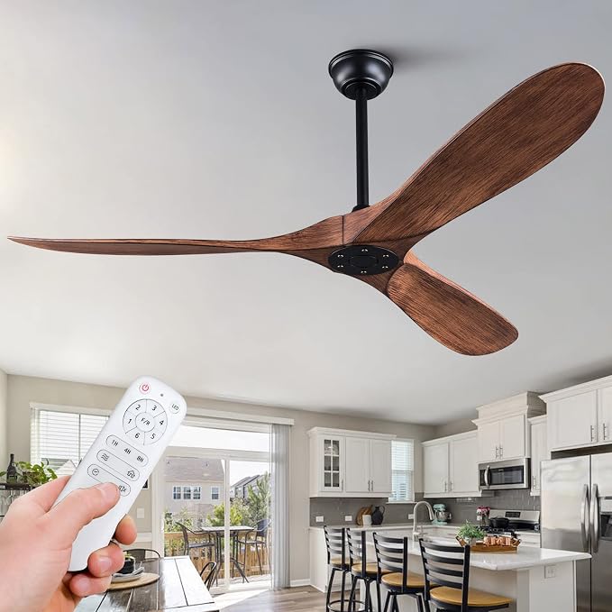 KBZZ 52 Inch Modern Ceiling Fan Without Light, 3 ABS Blades, 6 Speeds Quiet DC Motor, Indoor/Outdoor for Patio, Living Room, Study, Porch, Gazebo