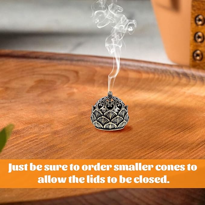 2Pcs Mini Lotus Incense Burner, Small Brass Flower Incense Holder Vintage Incense Cone Burner for Bedroom Kitchen Teahouse Office Home Decor Yoga Spa Mediation