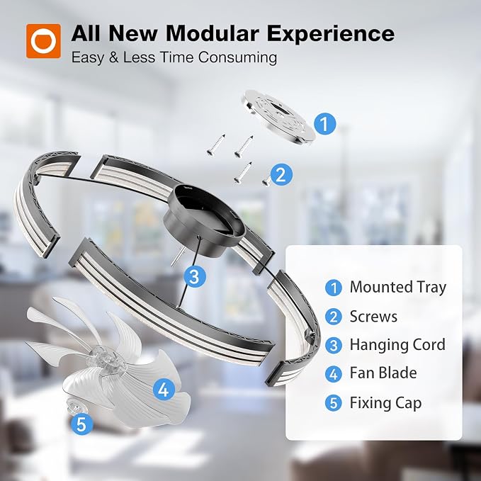 addlon Ceiling Fans with Lights and Remote, 24'' Low Profile Ceiling Fans, 3000-6000K Dimmable Modern Flush Mount LED Fan Light, Fandelier Ceiling Fan for Bedroom, Kitchen, Living Room, Black