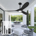 heimo 52 Inch Black Ceiling Fan with Light and Remote, Wood Outdoor Ceiling Fans with Lights Dimmable for Bedroom Living Room Patios Kitchen Modern 3 Blade Propeller Indoor Fan