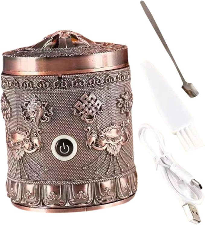 Generic Alloy Incense Burner Incense Holder Quick Heating Portable New Year Gift Decor Accessories Ornament for Bedroom Tea Table, Copper Red