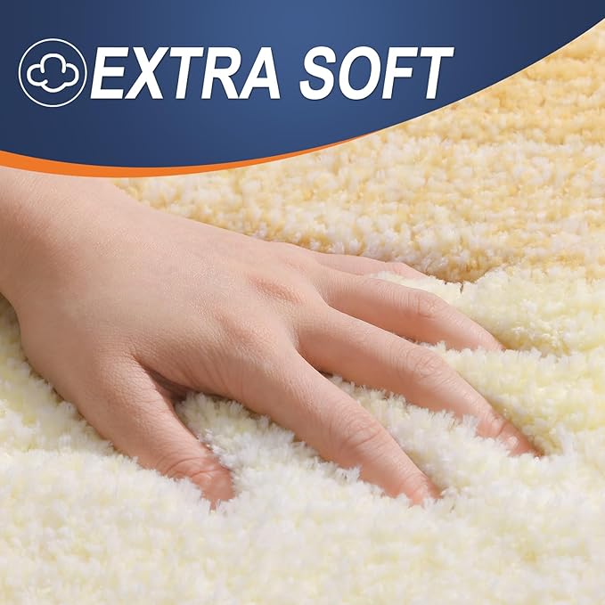 OLANLY Bathroom Runner Rugs Mat 70x24, Extra Soft Absorbent Microfiber Bath Rug, Rubber Backing, Quick Dry, Washable Long Bath Mats for Bathroom, Tub and Shower, Home Decor Accessories, Light Yellow