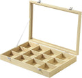 Coward Jewelry Organizer Box, Yellow Linen 12 Grids Bracelet Bangle Necklace Jewelry Display Tray Case with Transparent Glass Lid for Home Drawer Desk or Store Selling Show