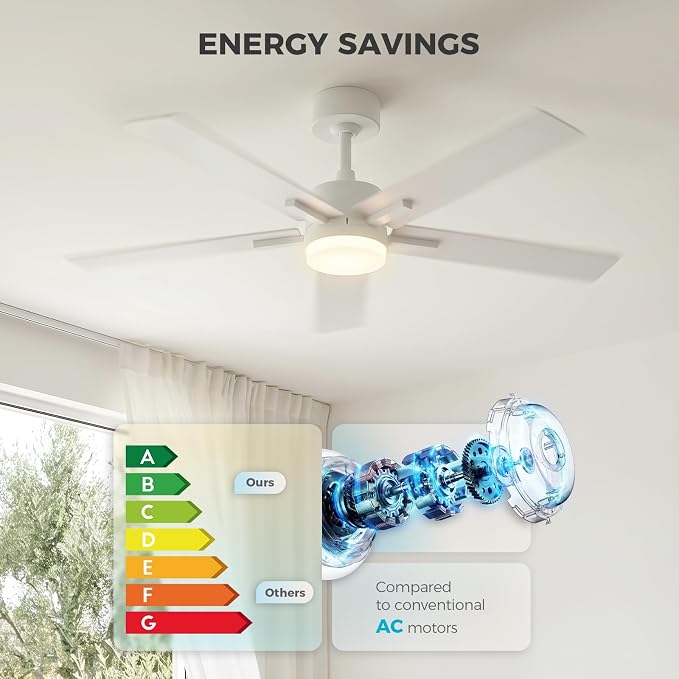 Obabala Ceiling Fan with Light 52 Inch, DC Motor Ceiling Fan with Remote and APP Control, Dimmable LED Color Changing, Reversible Quiet Fan for Bedroom Living Room Indoor Outdoor, Modern