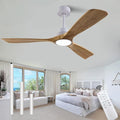QUTWOB 52" Wood Ceiling Fan with Light, Reversible DC Motor, Remote Control | solid wood blades, quiet 6-speed reversible dc motor, remote with memory, 3-color led, for indoor outdoor patio bedroom