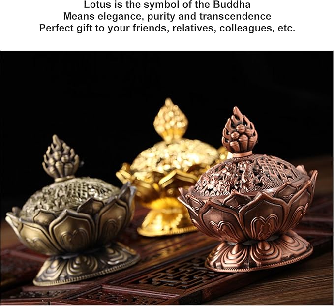 Luqeeg Incense, Lotus Flower Vintage Incense Holder, for Stick and Cone Incense Incense Cover for Incense Sticks, Resin Incense, Cone Incense Ritual Purpose, Decor