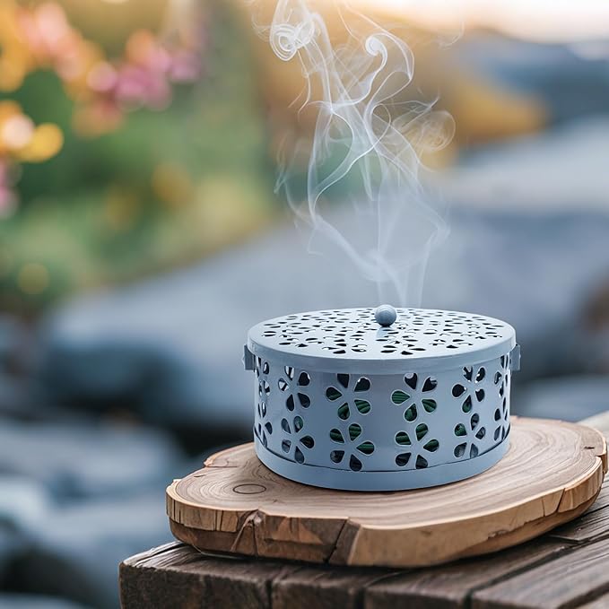 Mosquito Coil Holder, Portable Mosquito Coil Burner, Suitable for Indoor and Outdoor Camping (Sky Blue)