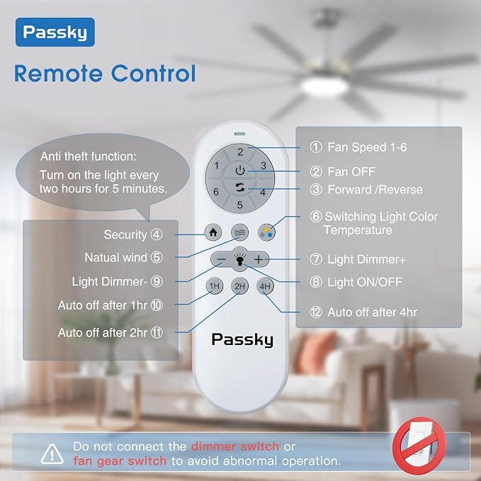 80 inch Ceiling Fans with Lights, Large Modern Ceiling Fan with Light and Remote Control, Reversible, Dimmable, 3CCT, Quiet, Nickel Ceiling fan For Bedroom Living Room Patio Farmhouse, Indoor/Outdoor