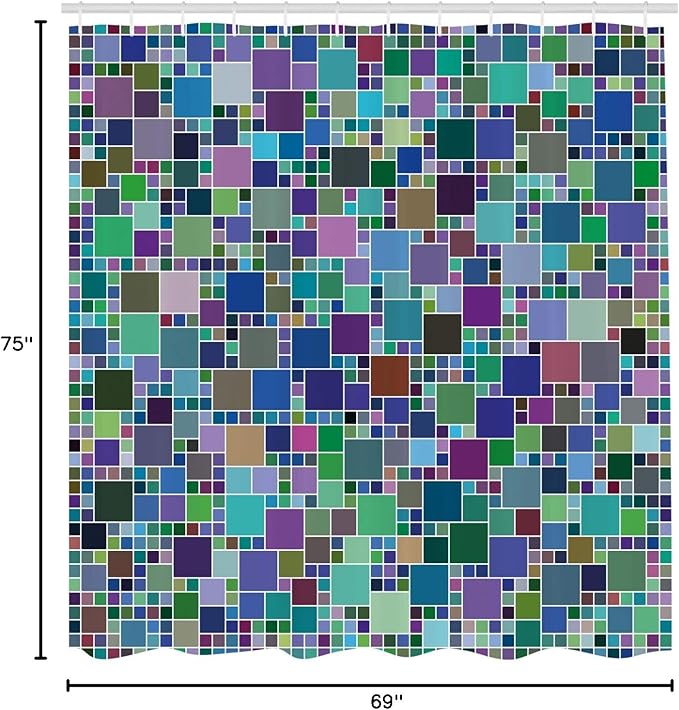 Ambesonne Colorful Shower Curtain, Mosaic Grid Geometric Digital Like Pattern with Hues Squares Pixelated Graphic Art, Cloth Fabric Bathroom Decor Set with Hooks, 69" W x 75" L, Pale Fuchsia