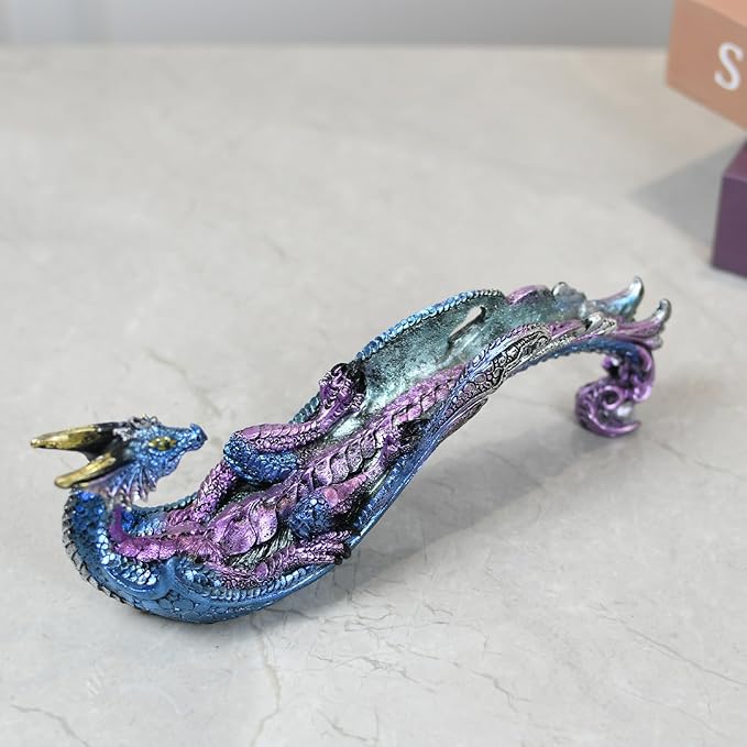 Dragon Statue Incense Burner, Incense Holder for Sticks, Incense Stick Holder, Incense Stick Stand for Home Decor (Blue Dragon)