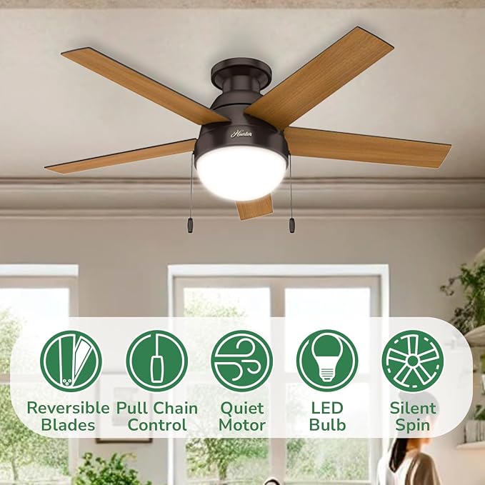 Hunter Anslee, Indoor, Ceiling Fan, with LED Light, 46 inch, Premier Bronze