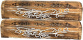 2 Pack Wooden Coffin Incense Sticks Burner - 12 Inches Carved - Storage Compartment (Carved Bird on Branch)