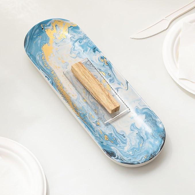CEREMONY Incense Holder for Sticks, Ceramic Insence-Stick Holder Ash Catcher, Incense Holder Timkburner for Meditation Yoga Spa Room Incense Tray-Gilded