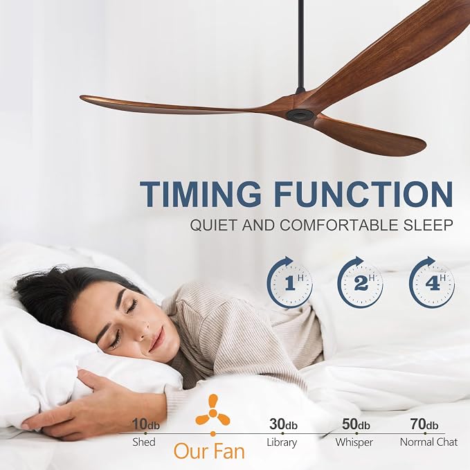 ABZ Wood Ceiling Fans without Lights, 84 Inch Extra Large Ceiling Fan no Light with Remote, High CFM Indoor Outdoor Ceiling Fan no Light Propeller for Patios Farmhouse Garage