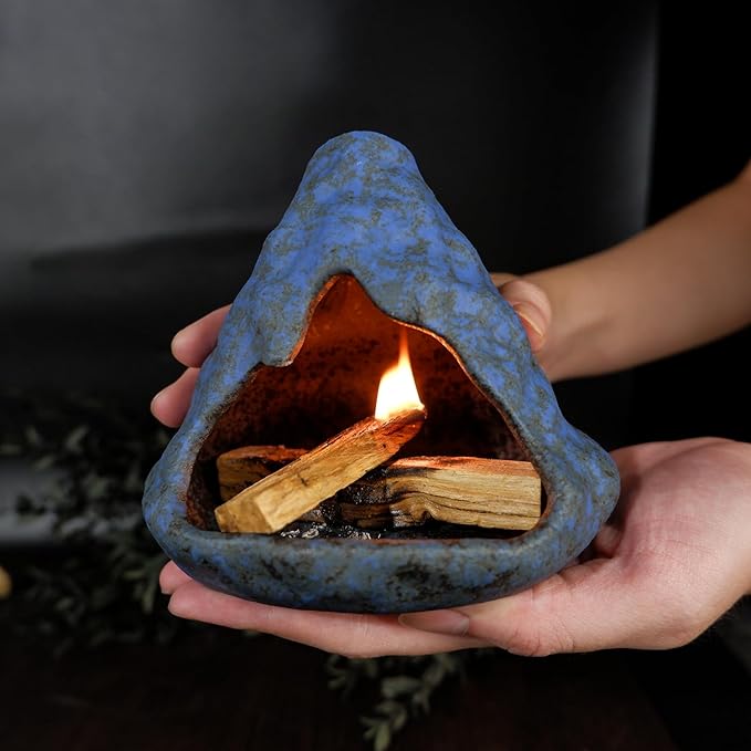 MOUGIGI Palo Santo Incense Holder and Burner - Zongzi Modeling Smudge Bowl | Sage Cone Burner Holder & Chiminea Incense Dish Ideal for Energy Cleansing, Yoga, Meditation,Zen,Altar Decor & Aromatherapy