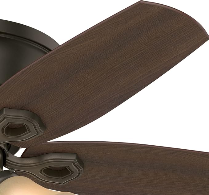 Hunter 42 inch Indoor Ceiling Fan with LED Lights - Bronze Ceiling Fan with Pull Chain, For Bedroom, Living Room, or Kitchen, Low Profile Flush Mount, No Remote, 5 Blades - Builder 51091, New Bronze | Low Profile Flush Mount, Pull Chain, 5 Blades, For ...