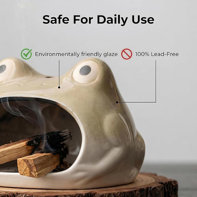 Handmade Ceramic Palo Santo Holder – Suitable for Burning Sage & Palo Santo - Mini Chimenea-Style Burner, an Incense Burner for Spiritual Meditation, Yoga or Home Decoration