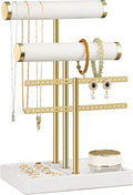 Jewelry Organizer Stand for Necklaces, Bracelets, Earrings, Rings, White | 3 Tier Velvet Bracelet Holder Display | Jewelry Organizers and Storage | Jewelry Tree | Jewelry Towers