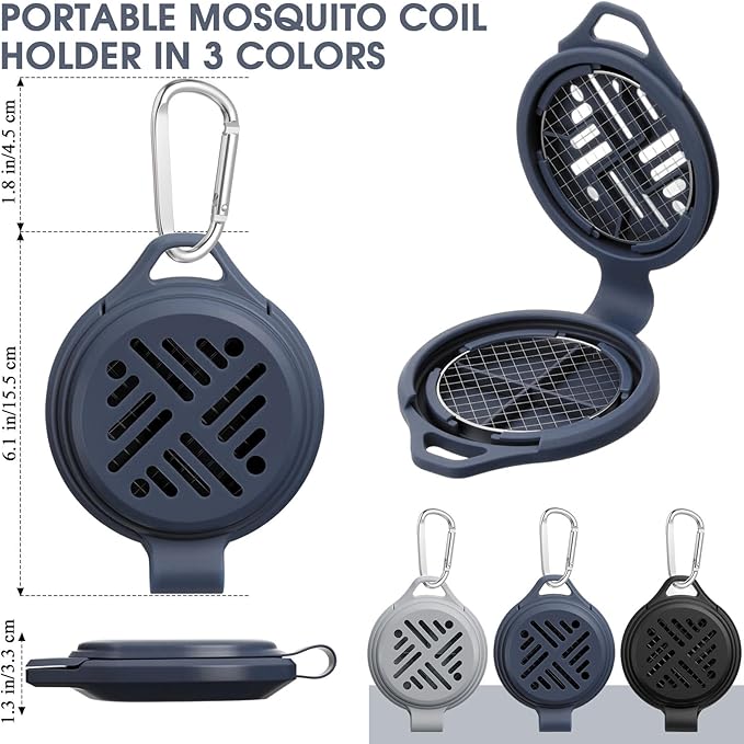 Colingmill 3 Pcs Portable Mosquito Coil Holder Silicone Hanging Incense Burner with Hook for Outdoor Pool Side Deck Camping Hiking