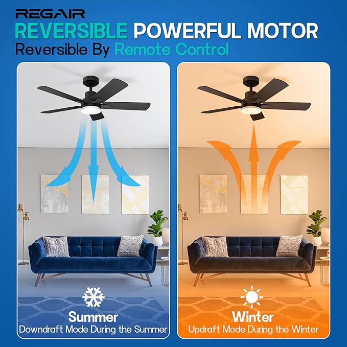 Ceiling Fan With Light 42-Inch, Remote Control Reversible DC Motors, 3CCT Dimmable Timer Noiseless, White Ceiling Fan for Bedroom Living Room, Indoor&Outdoor ETL Listed