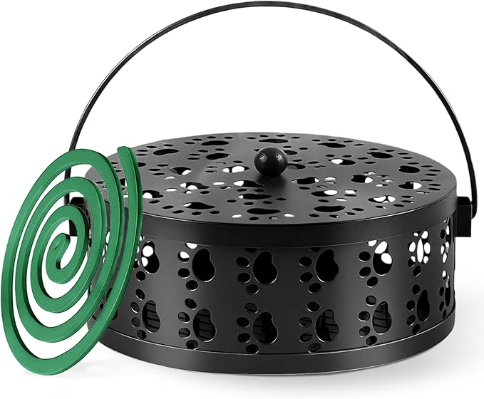 Generic Cute Cat's Claw Mosquito Coil Holder with Handle Metal Fireproof Mosquito Coils Burner Outdoor Camping Use, Black