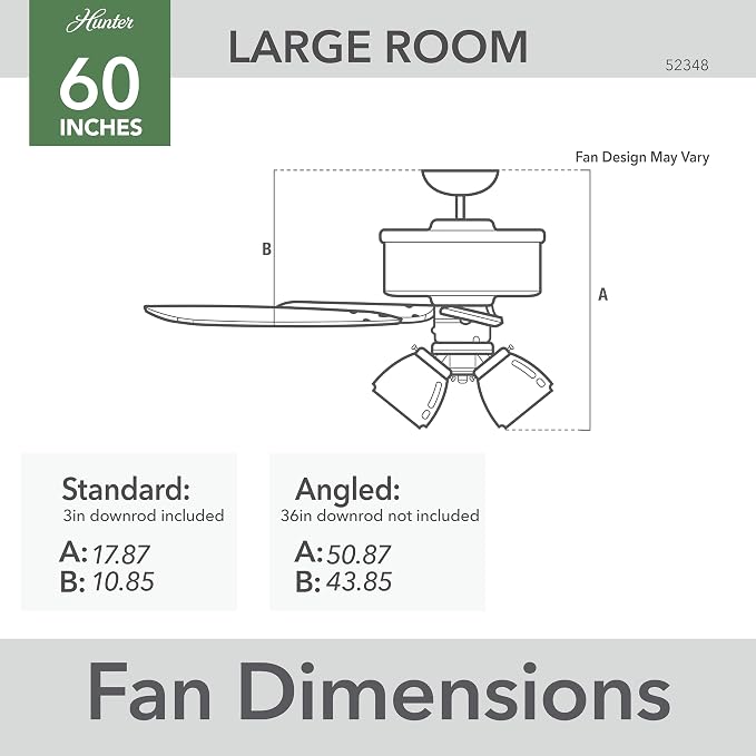 Hunter Dondra, Indoor, Ceiling Fan, Standard Mount, 60 inch, Brushed Nickel