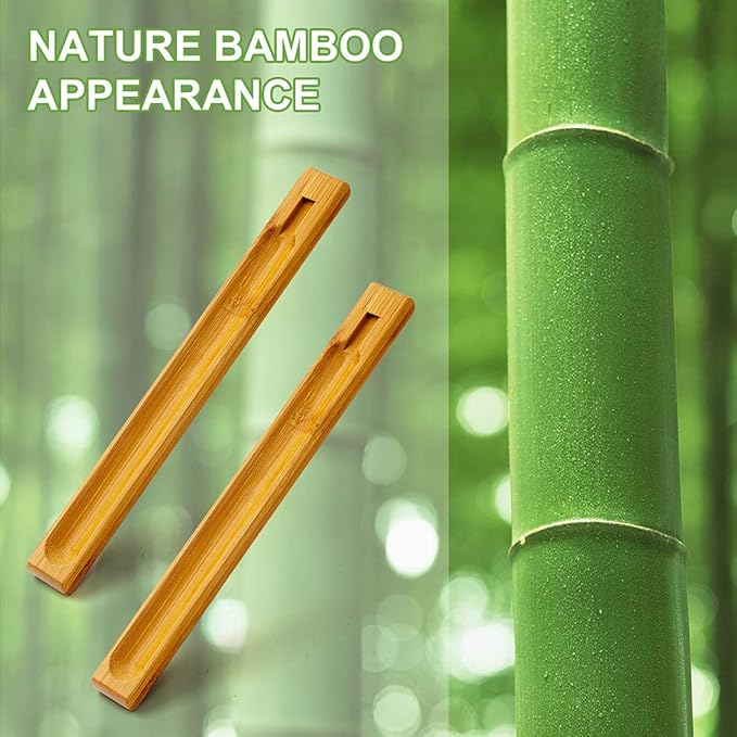 2 Pieces Bamboo Wood Incense Holder for Sticks with Adjustable Angle, Incense Burner with Ash Catcher, 9.8 Inches