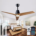 52'' Solid Wood 3 Blades Ceiling Fan RGB Light DC Reversible Remote Control | 20-year sycamore wood blades, reversible dc motor, 6-speed timer remote, dimmable rgb light with memory, bedroom living room