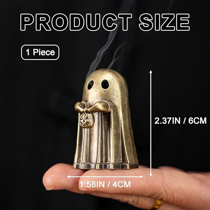 Cute Ghost Incense Holder,Halloween Incense Cone Burner Ornaments,for Yoga Spa Meditation, Incense Smokers and Decoration,Carrying Pumpkin Model,1 Piece.