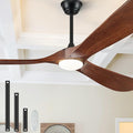 52" Ceiling Fans with Lights and Remote Control, Outdoor Ceiling Fan with Lights High CFM Quiet 3 Blade Wood Walnut Fan, Propeller Ceiling Fan for Outdoor/Indoor,Dark Walnut