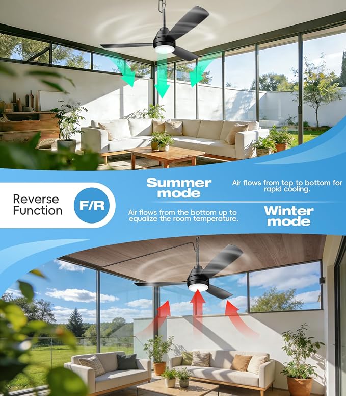 42 inch outdoor ceilling fan,plug-in ceiling fan light with 16tf cord,Gazebo fan light dimmable 3CCT LED,Reversible,Portable hook design for bedroom garage tent porch kitchen patio.