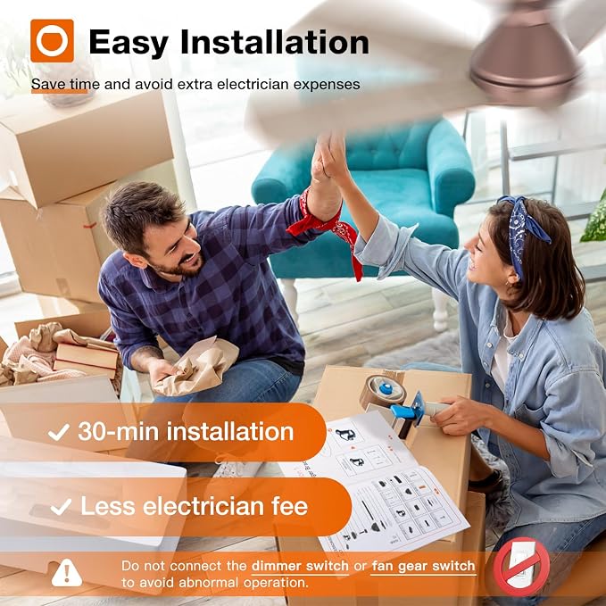 addlon Ceiling Fans with Lights, 42 Inch Low Profile Ceiling Fan with Light and Remote Control, Flush Mount, Reversible, 3CCT, Dimmable, Quiet, Brown Small Ceiling Fan for Bedroom Indoor/Outdoor Use