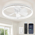 ZMISHIBO Ceiling Fan with Light and remote, 23'' Low Profile Ceiling Fans | Flush Mount Modern Ceiling Fan and Remote Control, 3000K-7000K Dimmable, Modern Fandelier for Bedroom, Living Room