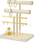 Jewelry Organizer Stand for Necklaces, Bracelets, Earrings, Rings, Beige | 3 Tier Velvet Bracelet Holder Display | Jewelry Organizers and Storage | Jewelry Tree | Jewelry Towers