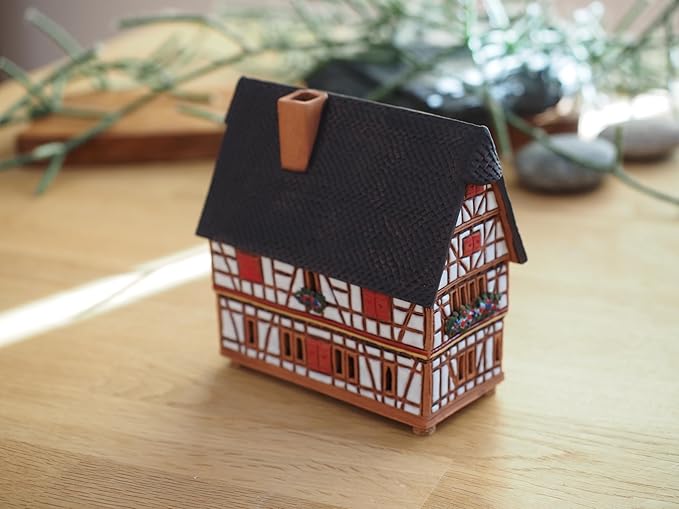 Ceramic Houses and Villages Collection - Handmade House Ceramic Art Cone Incense Holder Room Decoration Collectible Miniature Town Hall in Schotten, Germany R232