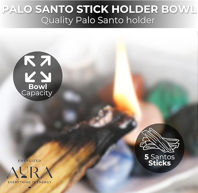 5 Palo Santo Sticks - Palo Santo Holder - Palo Santo Burner - PaloSanto Sticks with Holder - Palosanto Stick - Meditation Accessories